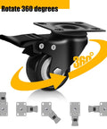 Rotating 2 inch heavy duty caster wheels set of 4 rated 600 lb total silent swivel casters with locking brakes for furniture