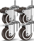 2 Inch Heavy Duty Caster Wheels Set Of 4 With 2 Brakes And Bolts Up To 440 Lbs Each Quiet Rubberized Trolley Or Pallet Castors