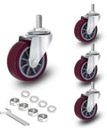 2 Inch Threaded Stem Casters Set Of 4 Heavy Duty Polyurethane Industrial Castors Wheels For Cart with accessories