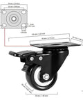 Diagram of 2 Inch Caster Wheels Heavy Duty Set of 4 Locking Swivel Casters with Top Plate Non Marking Black TPR Wheels
