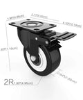 Diagram showing dimensions of 2 Inch Heavy Duty Swivel Caster Wheels Set of 4, Safety Dual Locking Casters with Polyurethane Foam Wheels