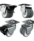 2 Inch Swivel Caster Wheels Set of 4 Heavy Duty Twin Wheel Casters with Total Lock Design TPR No Noise Wheels for Furniture