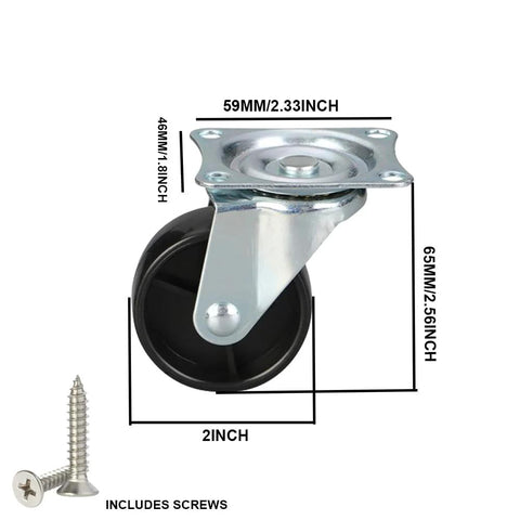 2 Inch Castor Wheels Set Of 4 For Furniture And Carts With Top Plate And Bearing Heavy Duty Swivel Casters
