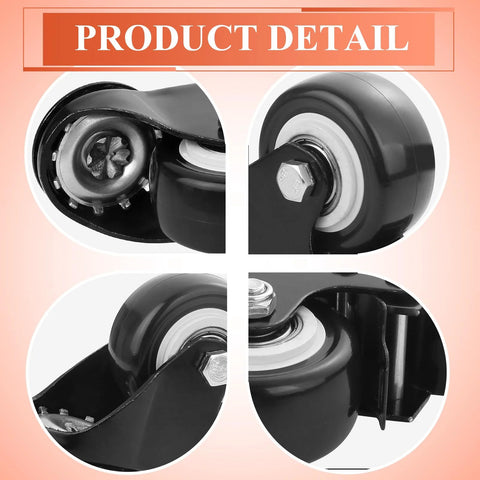 Close-up of Four Pack Of 2 Inch Stem Casters Heavy Duty Swivel Casters With Brakes And Without Brakes Loading Up To 110 Lbs Per Wheel