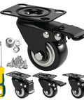 2 Inch Heavy Duty Swivel Plate Casters Set Of 4 With Quiet Rolling And Locking Mechanism Ideal For Furniture Carts Workbenches Shelves And Wooden Cabinets Includes Screwdriver Screws And Metal Washers For Easy Installation