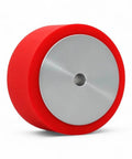 2 Inch High Grip Polyurethane Traction Wheels Pair with CNC aluminum hubs featuring 52mm diameter 6mm bore Shore 45A compound side view.