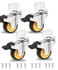 Set of 4 side mount casters with brake, 2-inch L-shaped swivel wheels, screws and screwdriver, for tables and cabinets, 180 lbs capacity.