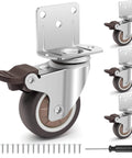 2 Inch Side Mount Casters Set of 4 L Shaped Silent Rubber Swivel Wheels with Brakes 600 Lbs Load Capacity and screws
