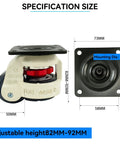 Four Pack 2 Inch Leveling Machine Casters With Nylon Wheels And Rubber Feet For Stable Installs And Smooth Mobility Load Capacity Up To 2200 Lbs technical specifications shown in diagram