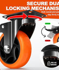 2 Inch Heavy Duty Locking Caster Wheels Set of 4 with brake mechanism shown, 600lb capacity, quiet PU rolling wheels for furniture