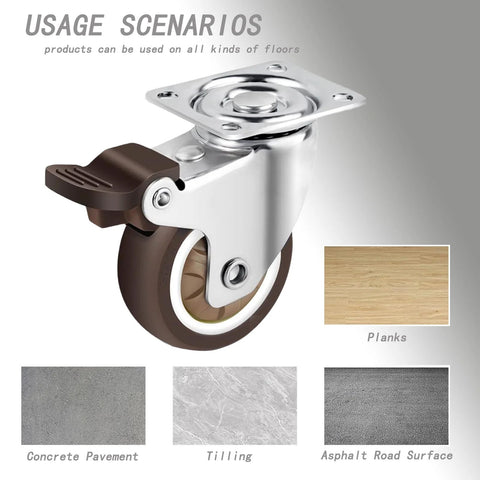 Heavy Duty 2 Inch Caster Wheels Set of 4 with Locking Casters for Carts, Furniture, Workbenches and Storage Boxes