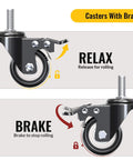 Diagram showing locking mechanism of 2 Inch Stem Caster Wheels Total Locking Set of 8 Heavy Duty Swivel Casters with 3/8 Inch 16 x 1 Threaded Stem.