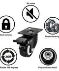 2 Inch Caster Wheels Heavy Duty Set of 4 Locking Swivel Casters with Top Plate Non Marking Black TPR Wheels details