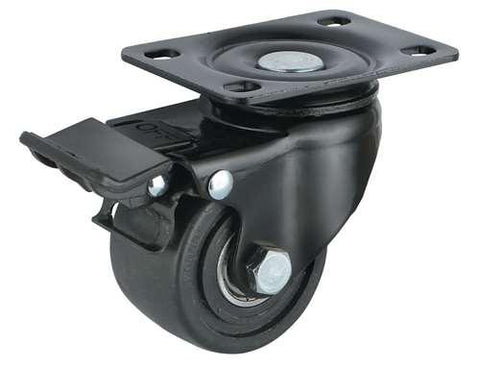 2" Inch Low Profile Caster Wheel 220 pounds Swivel and Upper Brake Nylon Top Plate - VXB Ball Bearings