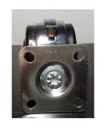 Front view of ✝️ 100-Pack 2 Inch black / Silver Caster Wheel - Metal Plate Caster Wheel showing bolt plate and wheel.
