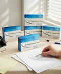 Premium 500 Pack 2 Inch Capacity Metal Prong Paper Fastener Bases With Two And Three Quarter Inch Bases For File Folders And Clip Accessories, Heavy Duty Corrosion Resistant Steel, Pack Of Five Boxes Each Containing One Hundred Bases By OLYMPX displayed on table with hand using fastener.