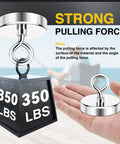 2 Inch Neodymium Fishing Magnet With 350 Lb Pull Heavy Duty Salvage Tool For Metal Pickup showing strong pulling force