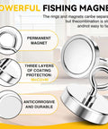 2 Inch Neodymium Fishing Magnet With 350 Lb Pull Heavy Duty Salvage Tool, showing triple-coated finish and hook design.