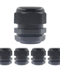 5 black 2 Inch NPT Strain Relief Nylon Cord Grip Waterproof IP68 Glands, adjustable wire cable grip connectors for junction boxes, 37 to 44mm, CE ROHS