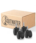 2 Inch Wheel Diameter Hooded Twin Wheel Caster In Black Nylon Swivel With 360 Degree Rotation And 3 8 16 By 1 Inch Threaded Stem Installed