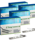 Premium 2 Inch Capacity Prong Paper Fasteners 250 Pack Made in USA With Pro Grade Heavy Duty Premium Steel in 5 Boxes of 50