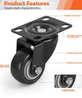 2 Inch PU Swivel Caster Wheels Set Of 4 For Carts, Workbenches, And Furniture Heavy Duty Plate Casters with ball bearings