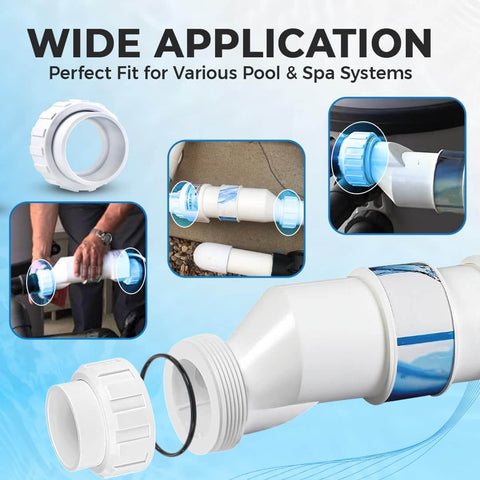 Salt Cell 2 Inch Union Replacement Kit For Chlorine Generators Durable PVC GLX Cell Union Connector showing installation