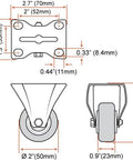 Technical drawing of 8 pack 2 inch caster wheels rigid fixed non swivel all black polyurethane wheels, showing dimensions