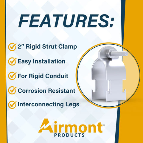 2 Inch Rigid Conduit Clamp Pack Of 10 In Galvanized Steel For Strut Channel With Quick Twist In Install Durable Clamps with features