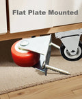 2 Inch Rigid Plate Caster Wheels No Swivel For Furniture And Workbenches, Hard Rubber Wheels, 6 Pack With 24 Screws Included