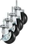 Two Inch Rubber Stem Casters For Wire Shelving And Rolling Carts Set Of Four With One Quarter Inch Threaded Stem Replacement Wheels