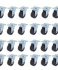 2 Inch Swivel Caster Wheels With Rubber Base And Top Plate Bearing, Heavy Duty 24 Pack, 100 Lb Capacity, front view