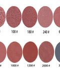 Selection of grits from the 2 Inch Sanding Discs Set 80 To 3000 Grit With One Quarter Inch Shank Backing Pad