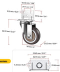 2 Inch Side Mount Casters Set of 4 Heavy Duty Furniture Wheels with Thick L Shaped Plate dimensions diagram