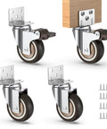 2 Inch Side Mount Casters Set of 4 Heavy Duty Furniture Wheels with Thick L Shaped Plate Supports Up to 250 LBS Ideal for Coffee Tables Plant Stands Cribs 2 with Brakes