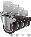 2 Inch Side Mount Caster Wheels Set Of 4 For Furniture And Cribs Rubber TPR Silent Swivel Castors with brakes and screws