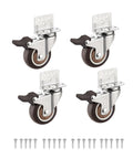 4 Pack 2 Inch Side Mount Rubber Casters With Brakes Ball Bearing 360 Degree Swivel Plate Casters For Furniture Baby Beds