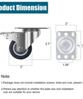 2 inch stainless steel caster wheels with total lock brakes, SUS 304 maintenance free heavy duty casters dimensions diagram.