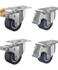 2 inch stainless steel caster wheels with total lock brakes, SUS 304 maintenance free heavy duty casters sold as a 4 pack.