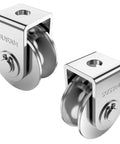 2 Pack 2 Inch Pulley Block U Grooved Wheel Pulley, 304 Stainless Steel Pulley Roller, Heavy Duty Caster Wheels Sliding Gate Rollers