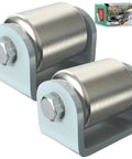 2 Pack 2 Inch Weld On Skid Wheels For Trailers And RVs, heavy duty steel rollers to protect undercarriage, close-up view
