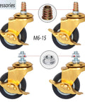 Set of 4 heavy duty furniture dolly castors with brake and M6 1.0 metric threads, suitable for workbenches and trolleys.