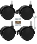 2 Inch Stem Swivel Caster Wheels With Brakes Replacement For Furniture 110 Lbs Per Caster 330 Lbs For Four Casters