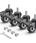 4 pack of 2 Inch Stem Caster Wheels Total Locking Set of 4 Heavy Duty Swivel Casters with 3/8 Inch 16 x 1 Threaded Stem Steel Housing