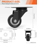 Two Inch Swivel Caster Wheels Set Of Four Heavy Duty Black Polyurethane Casters With Top Plate 360 Degree Rotation product size