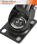 Close-up of Two Inch Swivel Caster Wheels Set Of Four Heavy Duty Black Polyurethane Casters With Top Plate 360 Degree Rotation