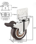 4 Pack 2 Inch Side Mount Rubber Casters With Brakes Ball Bearing 360 Degree Swivel Plate Casters For Furniture Baby Beds Kitchen Cabinets And Tables Load Capacity Up To 600 Lbs Floor Protective Quiet Operation side view with dimensions
