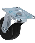 Single unit from 24 Pack 2 Inch Swivel Casters With Rubber Wheels For Furniture Trolleys And Industrial Use, side view