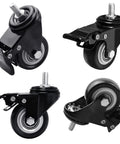 2 Inch Swivel Caster Wheels Set Of 12 With M8 Threaded Stem 15mm For Cart Desk Furniture showing close-up of polyurethane rubber wheels