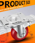 2 Inch Heavy Duty Caster Wheels Set of 4 Swivel Castor Wheels with Dual Locking Brakes Silent Polyurethane PU Wheels dimensions